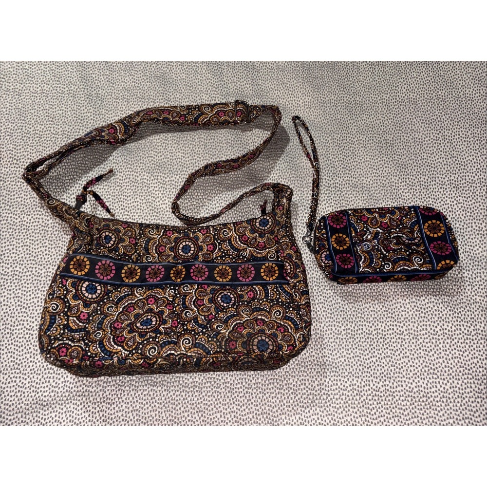Stephanie Dawn Crossbody Bag & Wallet Wristlet Quilted Cotton Excellent